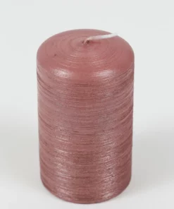 Inspire Me! Home Decor Pink Brushed Metallic Pillar Candle