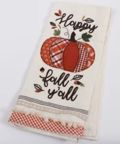 Inspire Me! Home Decor "Happy Fall Ya'll" Pumpkin Kitchen Towel