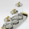 Inspire Me! Home Decor Silver Oval Tray With Gold Floral Handles