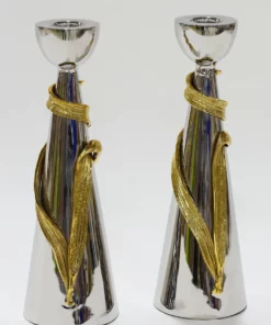 Inspire Me! Home Decor Set Of 2 Crumpled Leaf Candle Sticks