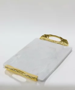 Inspire Me! Home Decor Marble Tray With Gold Lava Handles