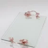 Inspire Me! Home Decor Rose Gold Crystal Floral Handled Glass Tray