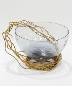 Inspire Me! Home Decor Glass Bowl With Gold Metal Swirl