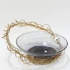 Inspire Me! Home Decor Shallow Glass Bowl With Gold Metal Swirl
