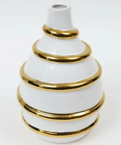 Inspire Me! Home Decor White Porcelain Vase With Stripe Design (2 Colors)