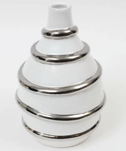 Inspire Me! Home Decor White Porcelain Vase With Stripe Design (2 Colors)