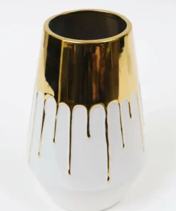 Inspire Me! Home Decor White Porcelain Vase Dipped Design (2 Colors)