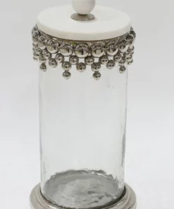 Inspire Me! Home Decor Silver Beaded Canisters W/ Marble Lid (3 Sizes)