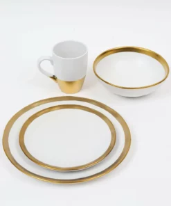 Inspire Me! Home Decor Gold And White 4 Piece Place Setting