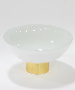 Inspire Me! Home Decor Large White Glass Gold Footed Bowl