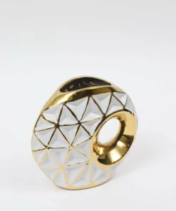 Inspire Me! Home Decor White Porcelain Geometrical Design Vase With Cut Out (2 Sizes)