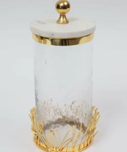 Inspire Me! Home Decor Glass Canister With Gold Branch Design And Marble And Gold Lid (3 Sizes) 11 Inspire Me! Home Decor Glass Canister With Gold Branch Design And Marble And Gold Lid (3 Sizes)