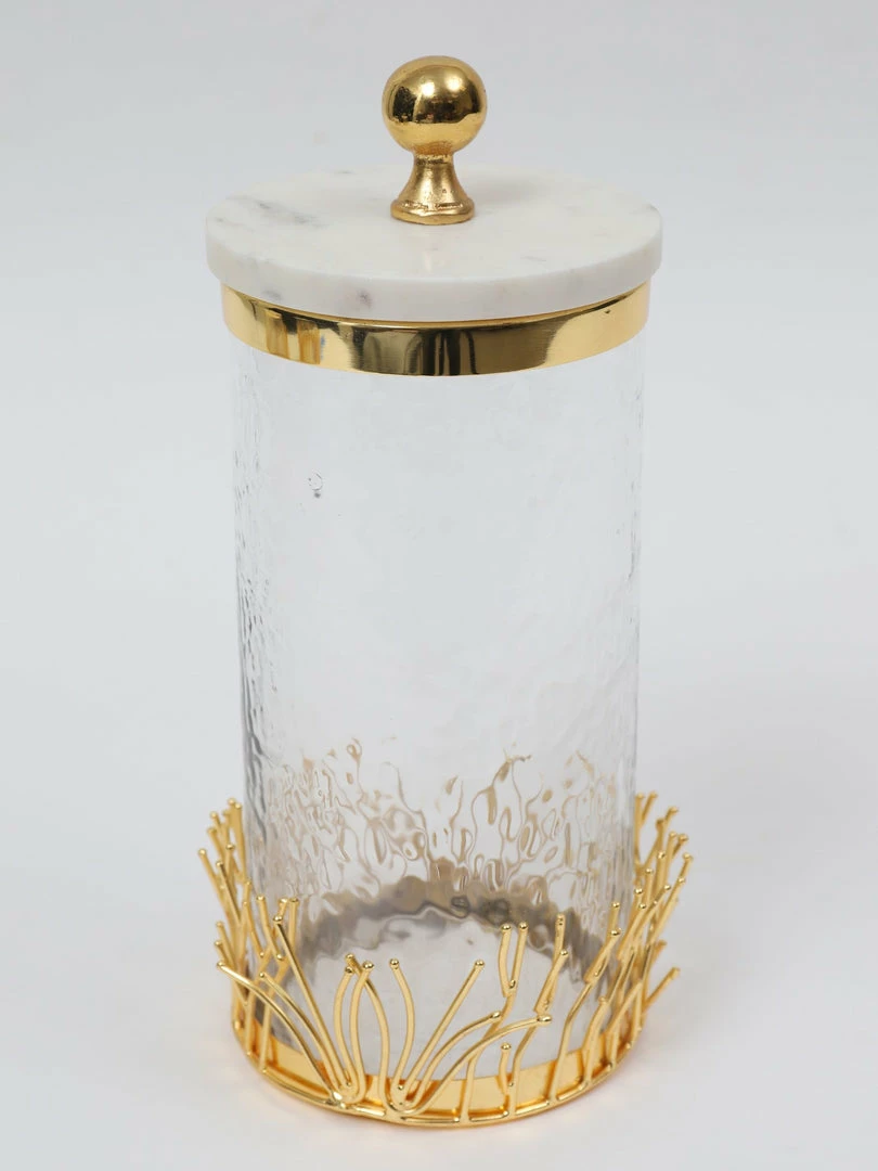 Inspire Me! Home Decor Glass Canister With Gold Branch Design And Marble And Gold Lid (3 Sizes) 7 Inspire Me! Home Decor Glass Canister With Gold Branch Design And Marble And Gold Lid (3 Sizes)