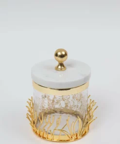 Inspire Me! Home Decor Glass Canister With Gold Branch Design And Marble And Gold Lid (3 Sizes) 9 Inspire Me! Home Decor Glass Canister With Gold Branch Design And Marble And Gold Lid (3 Sizes)