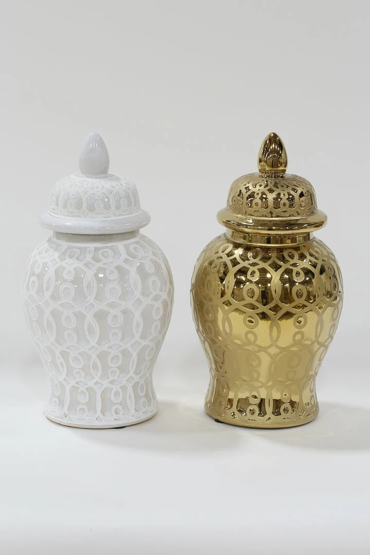 Inspire Me! Home Decor Gold Patterned Mini/Miniature Ginger Jar 13 Inspire Me! Home Decor Gold Patterned Mini/Miniature Ginger Jar