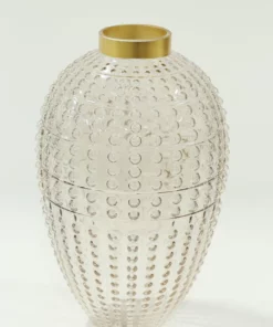 Inspire Me! Home Decor Studded Amber Glass Vase Wtih Gold Rim