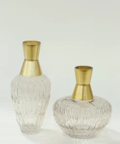 Inspire Me! Home Decor Amber Glass Vase With Gold Neck (2 Sizes)