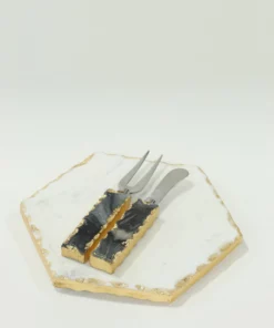 Inspire Me! Home Decor Marble Hexagon Trivet W/ Gold Edge