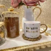 Inspire Me! Home Decor "Sweater Weather" Gold & White Tile Mug