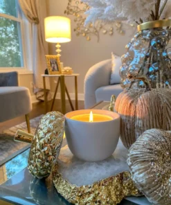 Inspire Me! Home Decor White Acorn Candle With Gold Top