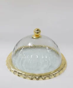 Inspire Me! Home Decor Gold Bordered Glass Cake Dome