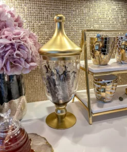 Inspire Me! Home Decor Gold Clear Glass Apothecary Jar W/ Lid (2 Colors)
