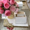 Inspire Me! Home Decor Rectangular Marble Tray With Metal Gold Branch Details