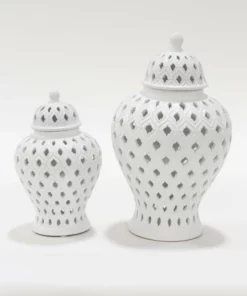 Inspire Me! Home Decor Extra Mini/Miniature White Ginger Jar