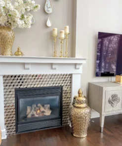 Inspire Me! Home Decor Gold Bead Detailed Candleholder (3 Sizes)