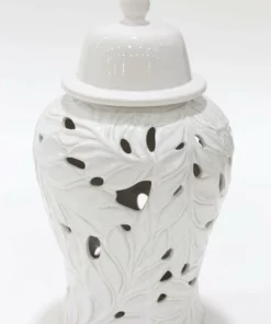 Inspire Me! Home Decor White Leaf Ginger Jar