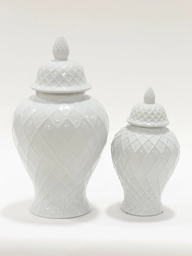 Inspire Me! Home Decor White Lattice Ginger Jar (2 Sizes) 6 Inspire Me! Home Decor White Lattice Ginger Jar (2 Sizes)