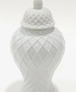 Inspire Me! Home Decor White Lattice Ginger Jar (2 Sizes)