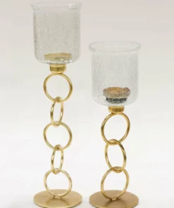 Inspire Me! Home Decor Crackled Glass Link Standing Candle Holder (2 Sizes)