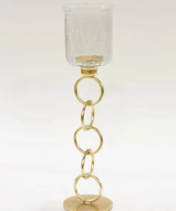 Inspire Me! Home Decor Crackled Glass Link Standing Candle Holder (2 Sizes)