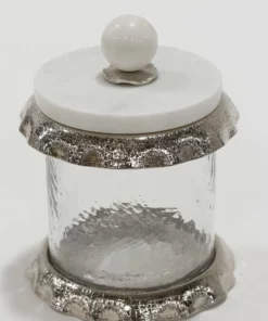 Inspire Me! Home Decor Marble & Silver Hammered Canisters