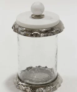 Inspire Me! Home Decor Marble & Silver Hammered Canisters