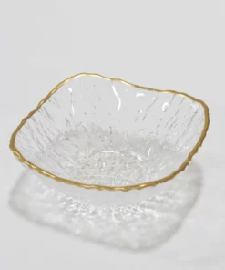 Inspire Me! Home Decor Glass Textured Dessert Bowl With Gold Trim