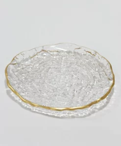 Inspire Me! Home Decor Glass Textured Salad Plate With Gold Trim