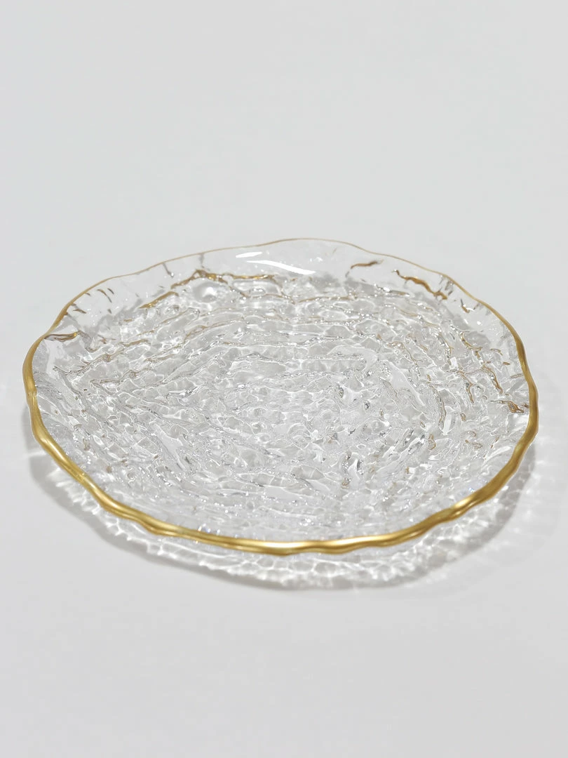 Inspire Me! Home Decor Glass Textured Salad Plate With Gold Trim 3 Inspire Me! Home Decor Glass Textured Salad Plate With Gold Trim
