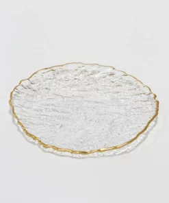 Inspire Me! Home Decor Glass Textured Dessert Plate With Gold Trim