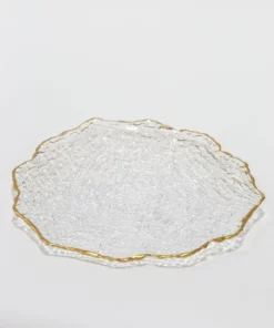 Inspire Me! Home Decor Glass Textured Dinner Plate With Gold Trim