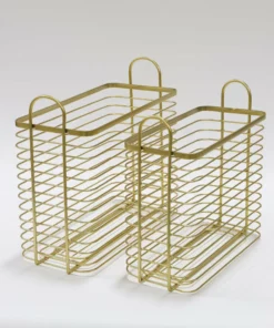 Inspire Me! Home Decor Tall Gold Metal Baskets (Set Of 2)