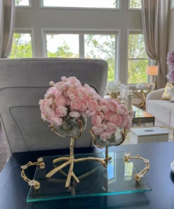 Inspire Me! Home Decor Large Rectangular Glass Tray With Cherry Blossom Details