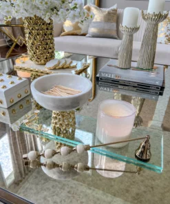 Inspire Me! Home Decor Rectangular Glass Tray With Cherry Blossom Details