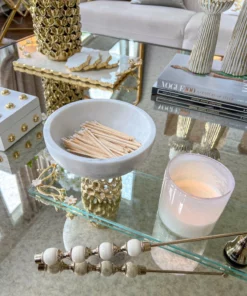 Inspire Me! Home Decor Marble Bowl With Intricate Detailed Metal Base (2 Colors)