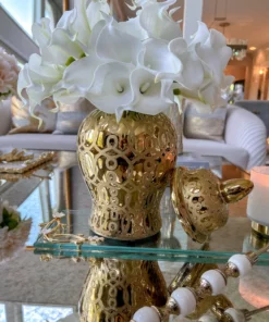 Inspire Me! Home Decor Gold Patterned Mini/Miniature Ginger Jar