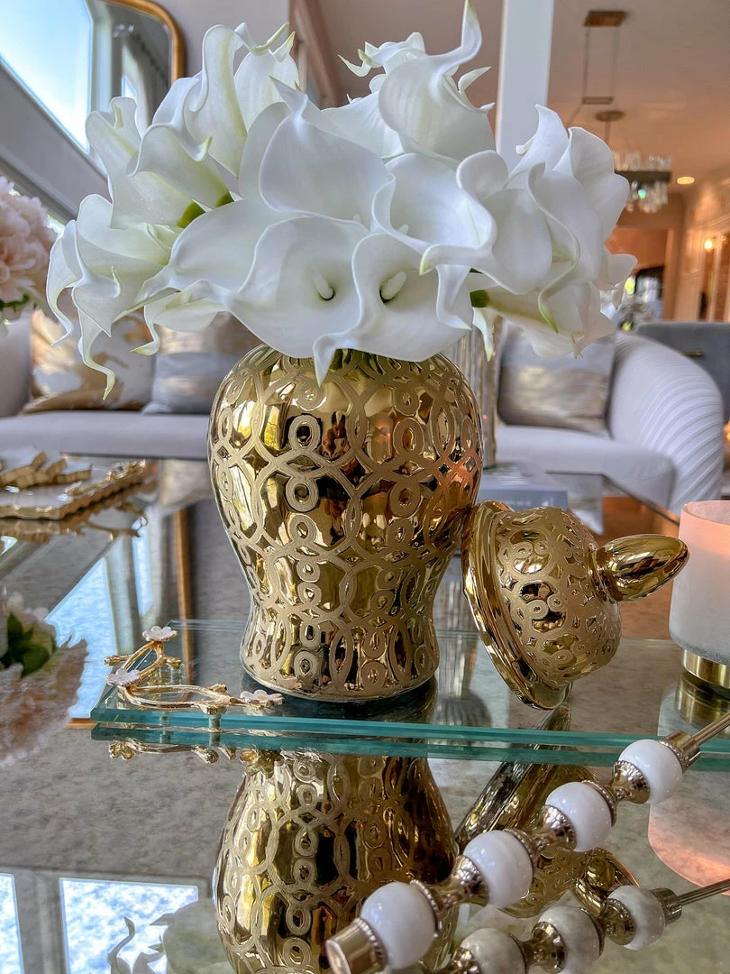 Inspire Me! Home Decor Gold Patterned Mini/Miniature Ginger Jar 3 Inspire Me! Home Decor Gold Patterned Mini/Miniature Ginger Jar