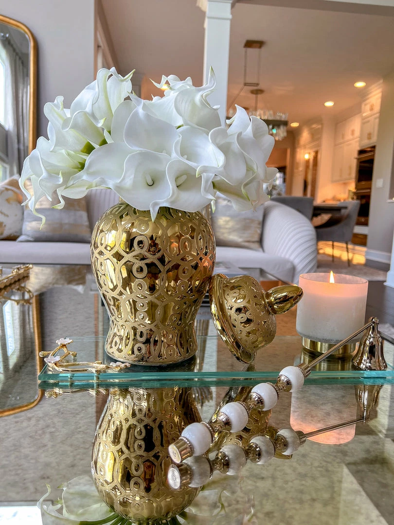 Inspire Me! Home Decor Gold Patterned Mini/Miniature Ginger Jar 6 Inspire Me! Home Decor Gold Patterned Mini/Miniature Ginger Jar