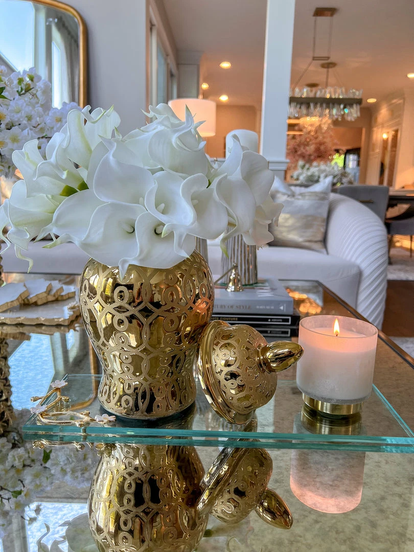 Inspire Me! Home Decor Gold Patterned Mini/Miniature Ginger Jar 10 Inspire Me! Home Decor Gold Patterned Mini/Miniature Ginger Jar