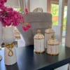 Inspire Me! Home Decor White Ceramic Lidded Jar With Gold Linear Detail (3 Sizes)